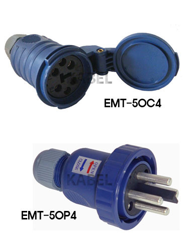 [EMT-50P4/EMT-50C4] 대용량 방우형 커넥터 및 플러그 / AC250V 50A 단상,삼상 겸용 3선+접지 / 걸림형
